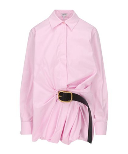 Loewe Belted Balloon-hem Blouse In Pink