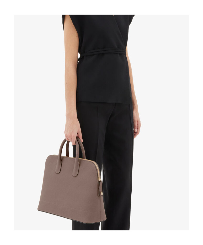Valextra Large Mylogo Bowling Tote Bag In Brown