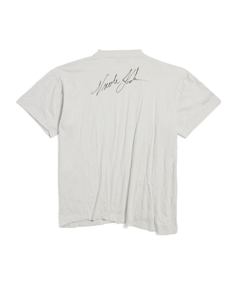 Balenciaga Nicole Printed Jersey T-shirt In Dirty White