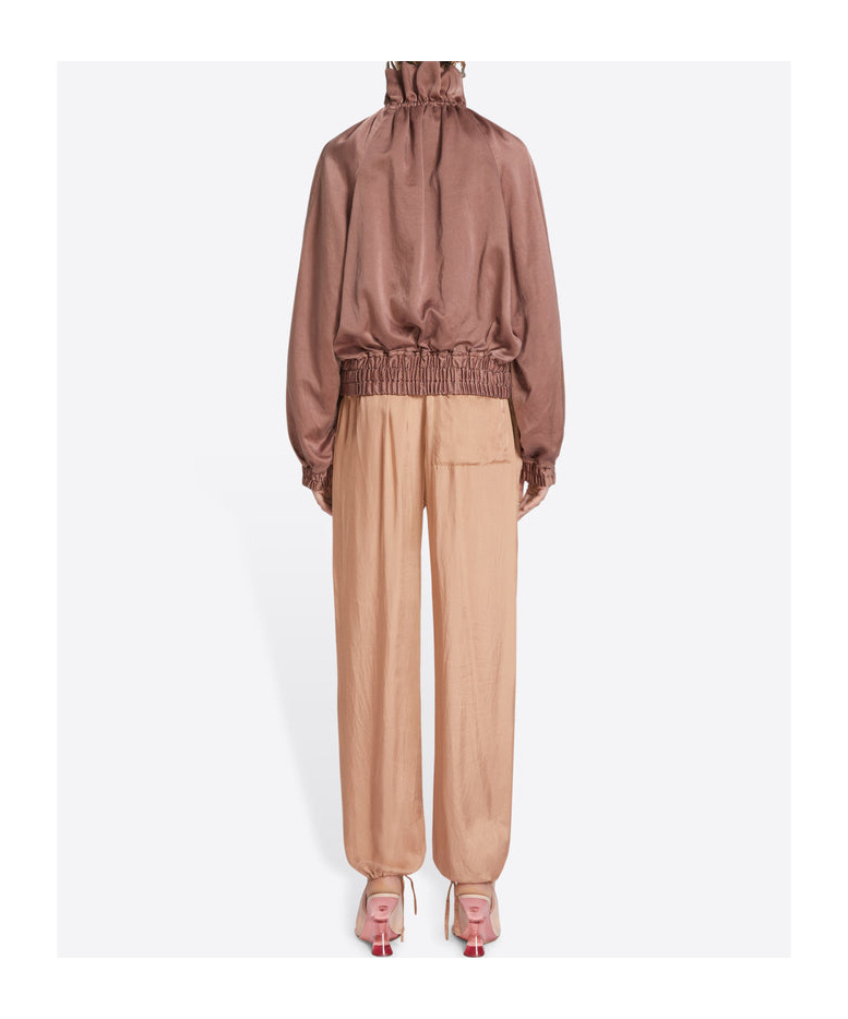 Dries Van Noten Straight Leg Trousers Elastic Waistband In Nude