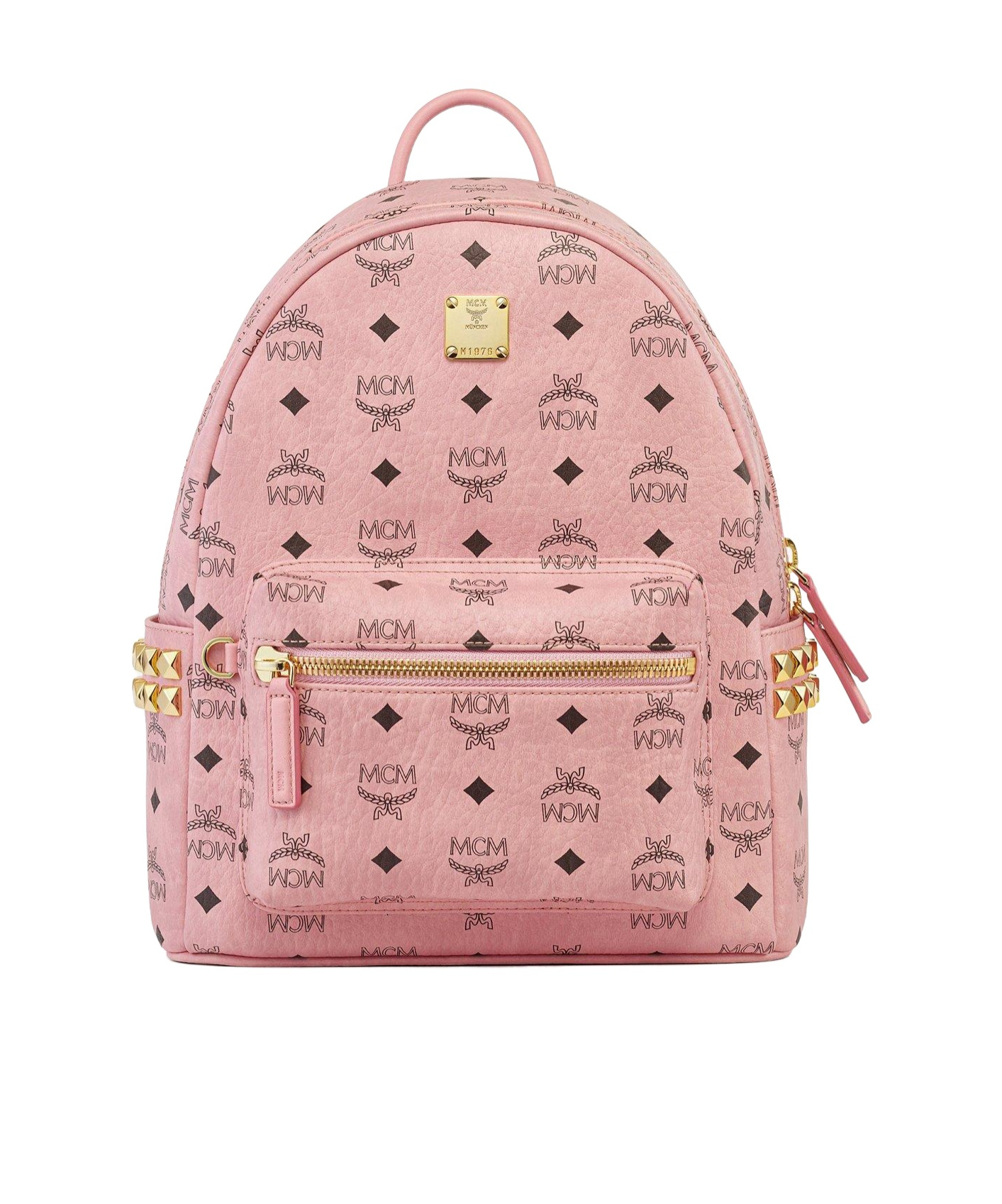 Mcm Stark Side Studs Backpack In Visetos In Pink