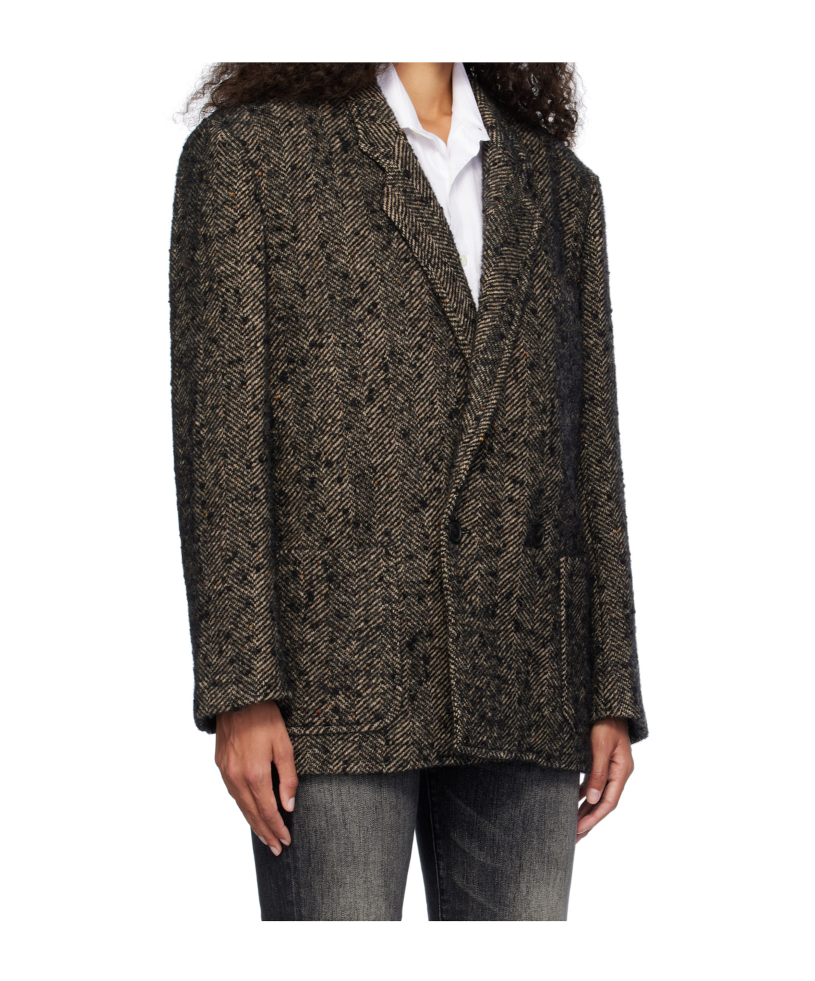 R13 Herringbone Blazer In Black