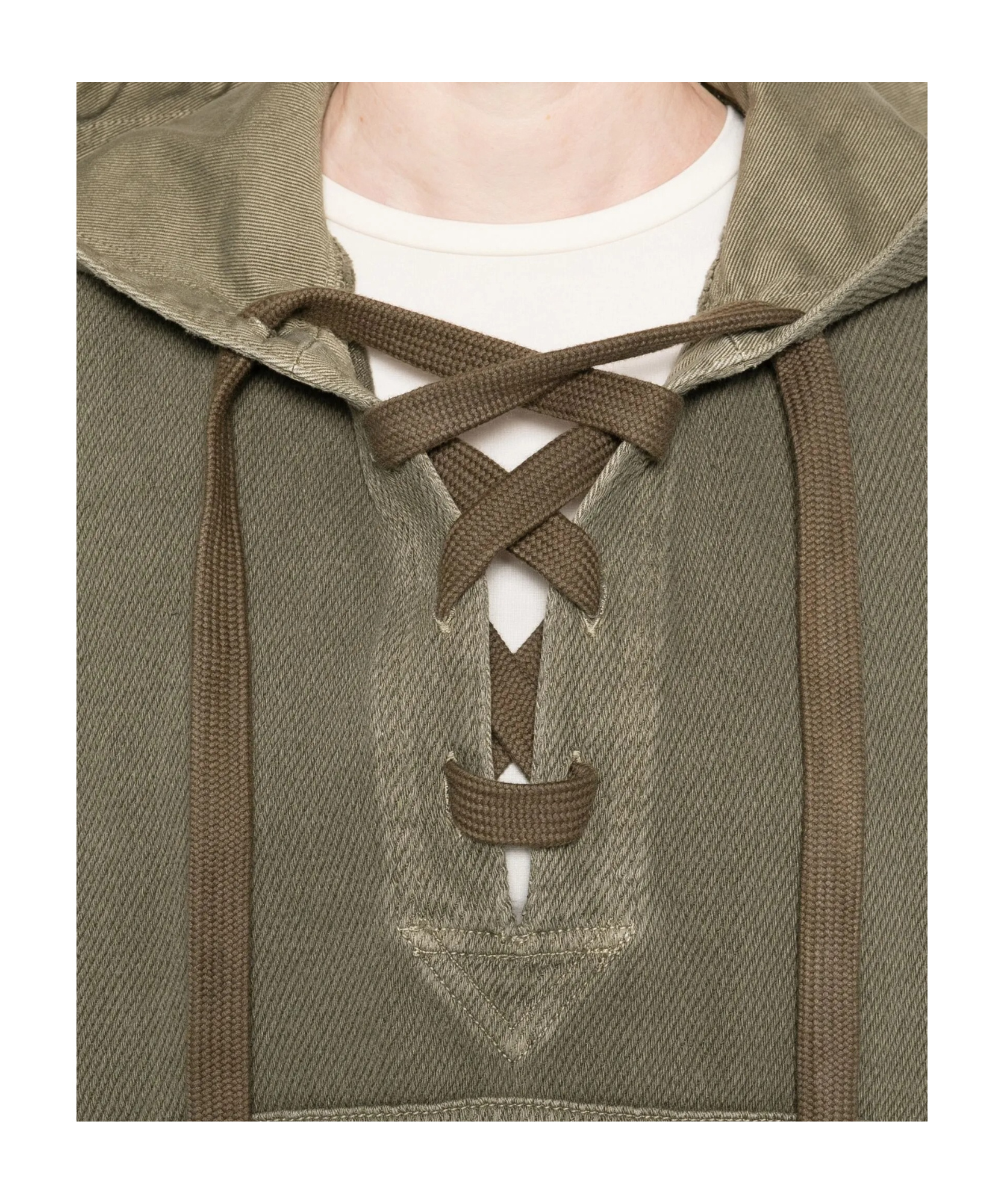 Golden Goose Hooded Sweatshirt With Lace-up Detail In Green