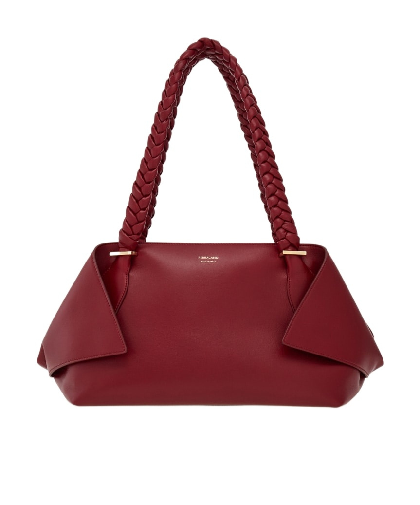 Ferragamo Scarf Large Shoulder Bag In Red