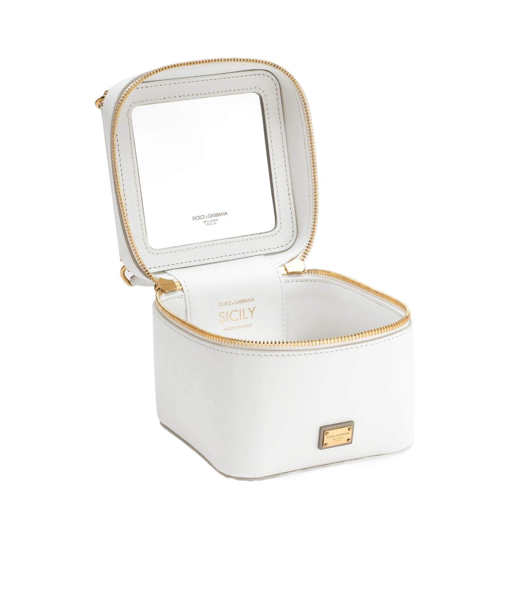 Dolce & Gabbana Sicily Leather Handbag With Iconic Logo Plate In White