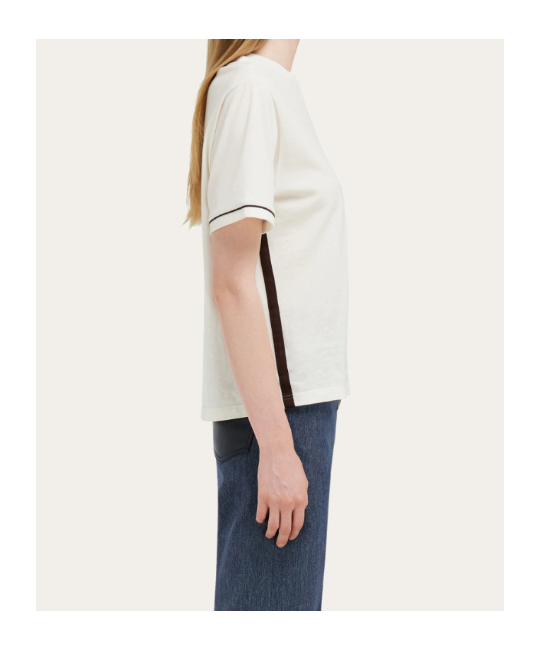 Ferragamo Gancini Crew Neck T Shirt Pocket Trim In White