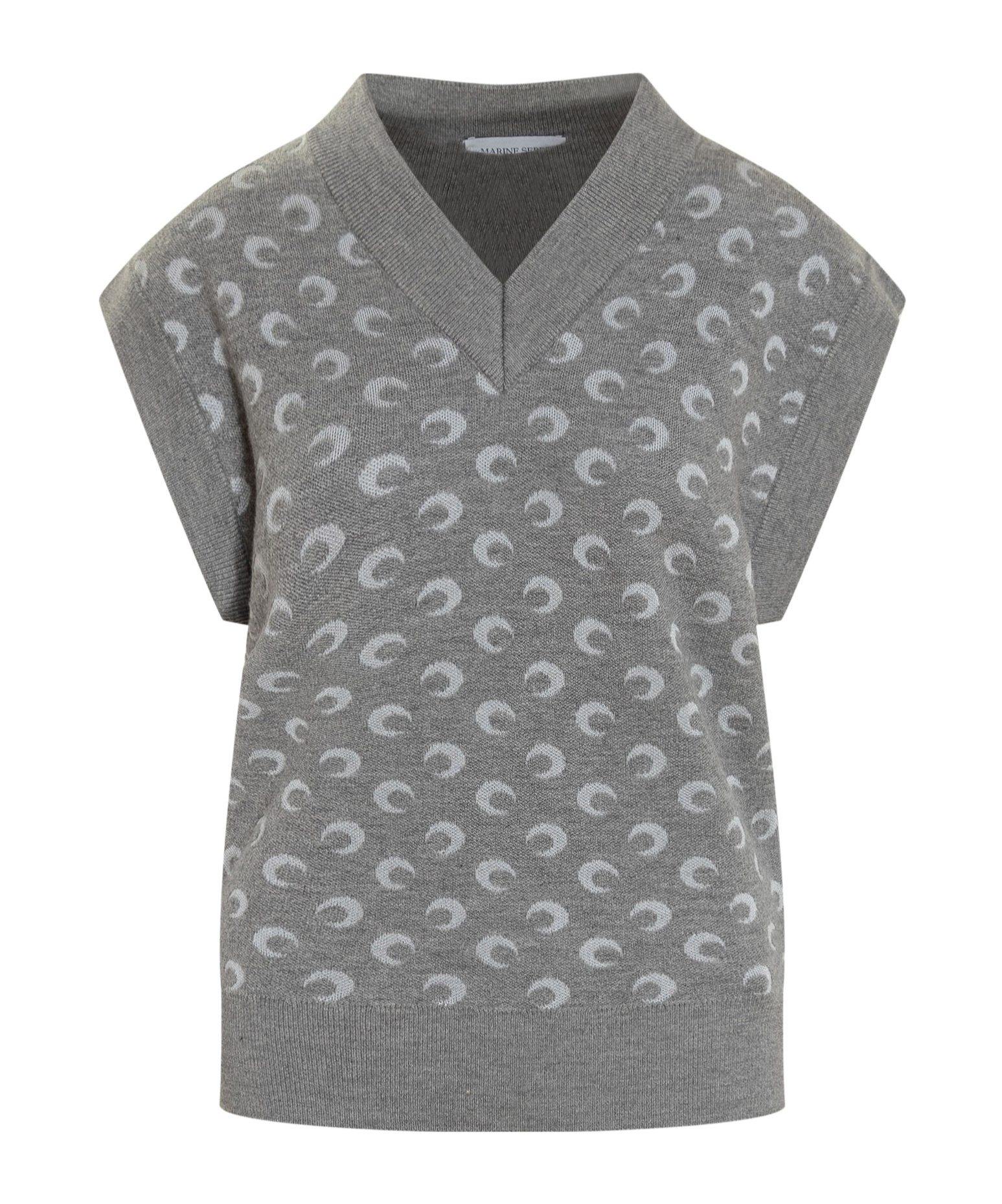 Marine Serre Knitted Vest Featuring Embroidered Pattern In Gray