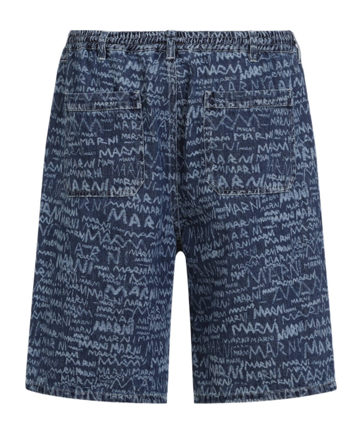 Marni Logo Denim Shorts In Blue