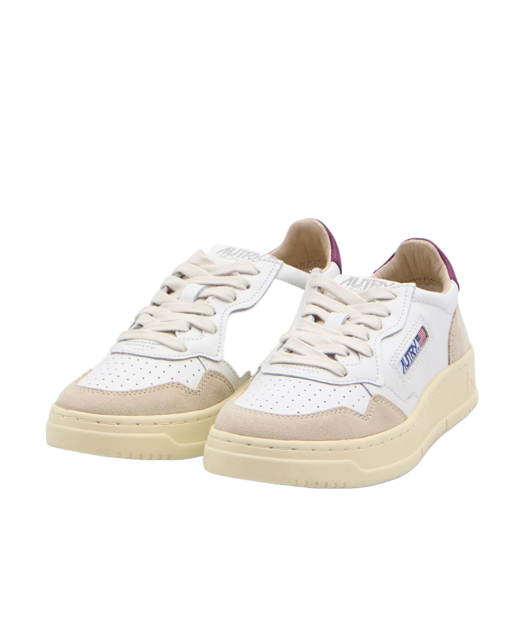 Autry 'medalist' White Low Top Sneakers With Logo Patch On Tongue And Side In Nude