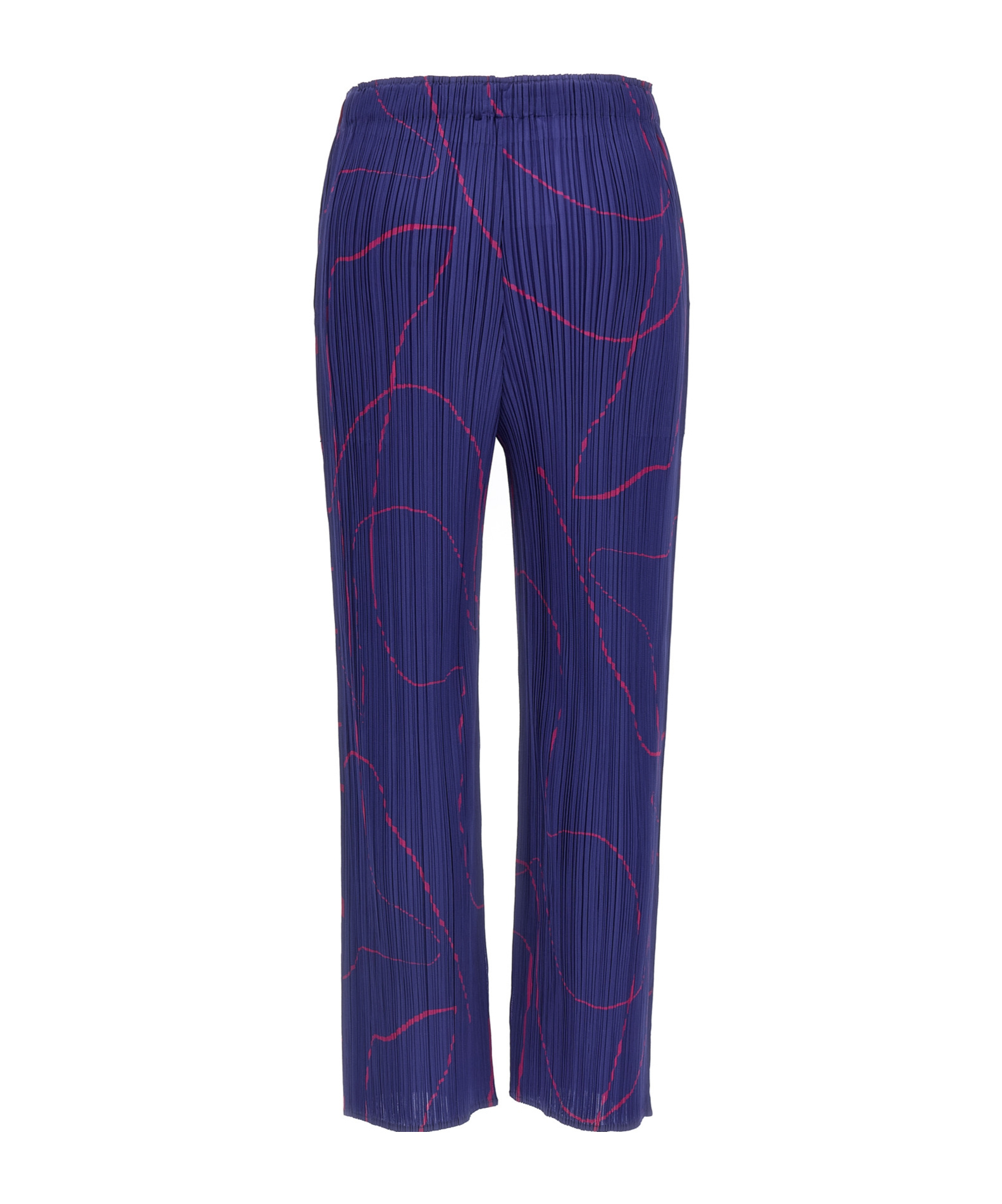 Issey Miyake Abstract Pattern Trousers Elastic Waistband In Blue