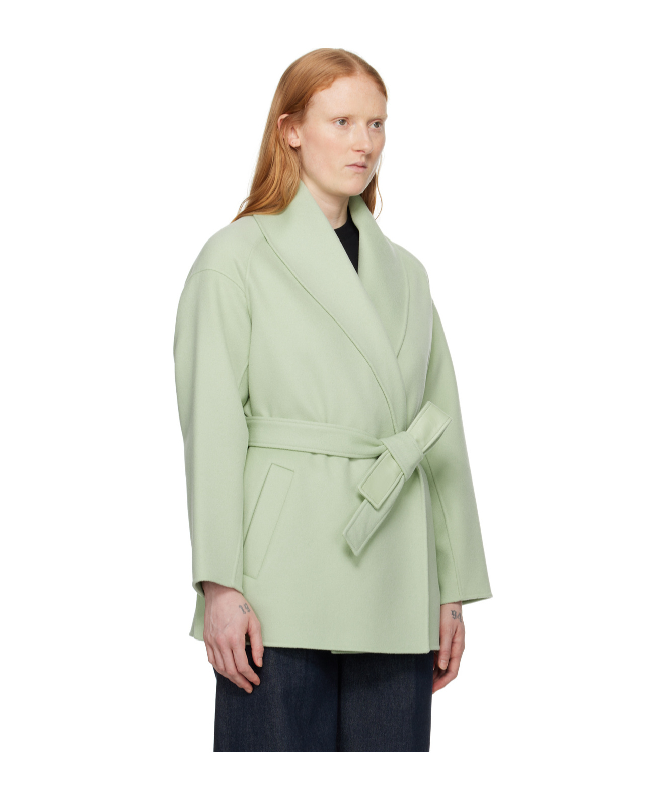 Mackage Lapel Belt Coat In Green