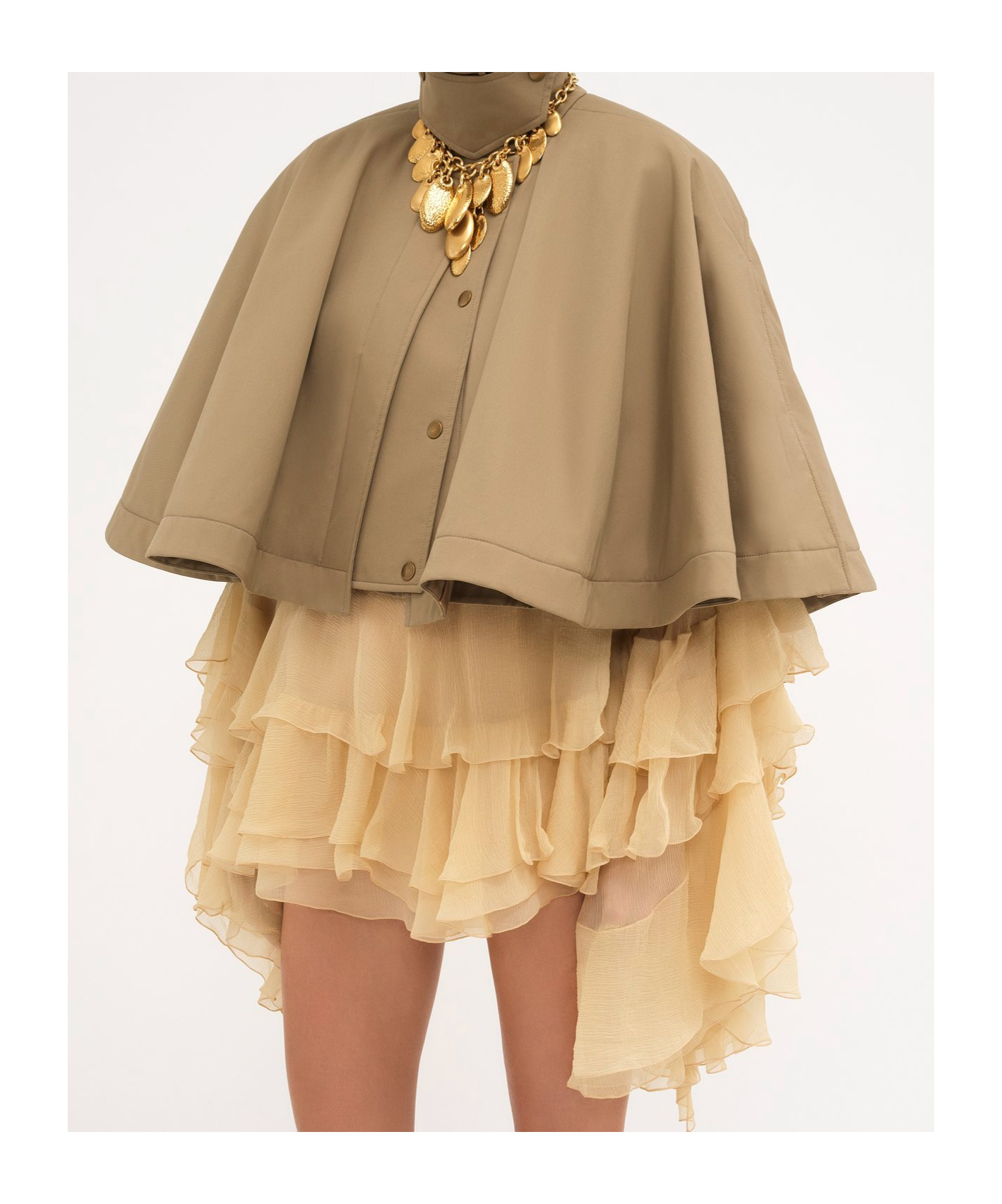 Chloé Long Sleeved Short Cape In Nude