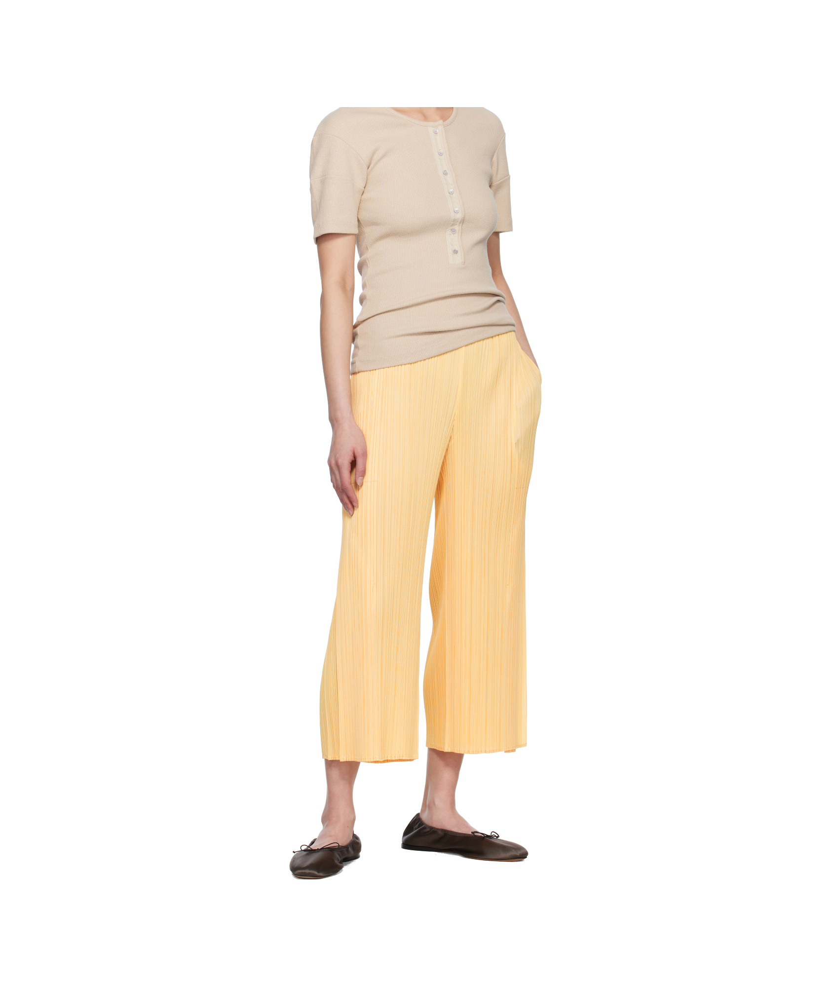 Issey Miyake Beige Monthly Colors August Trousers In Apricot