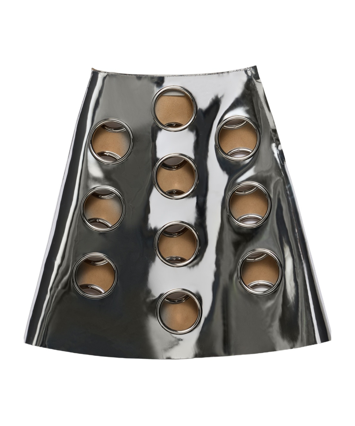 Prada Metallic-effect Leather Midi Skirt In Silver