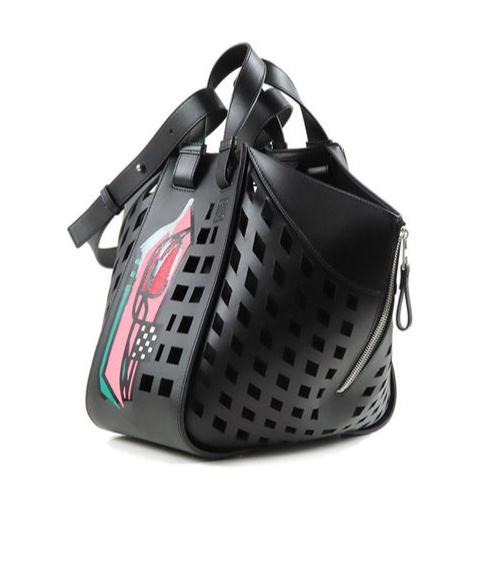 Loewe Hammock Logo Shoulder Bag In Black