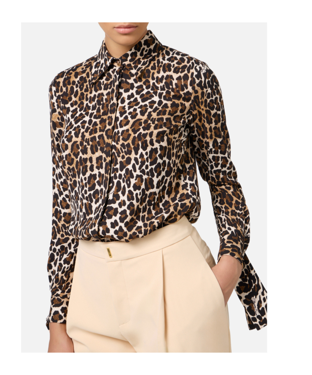 Elisabetta Franchi Leopard-print Georgette Shirt In Black