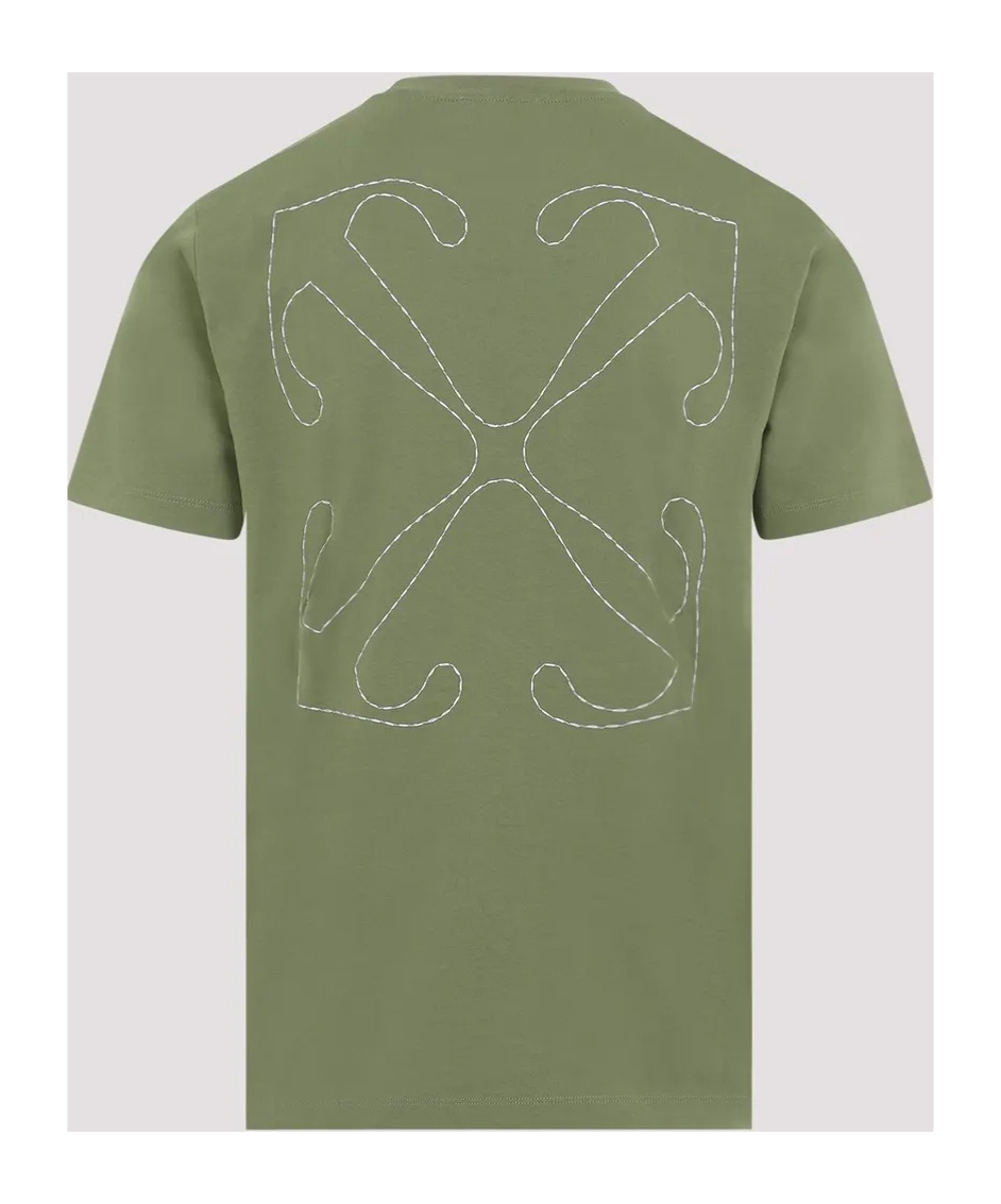 Off-white Arrows-stitching Cotton T-shirt In Green