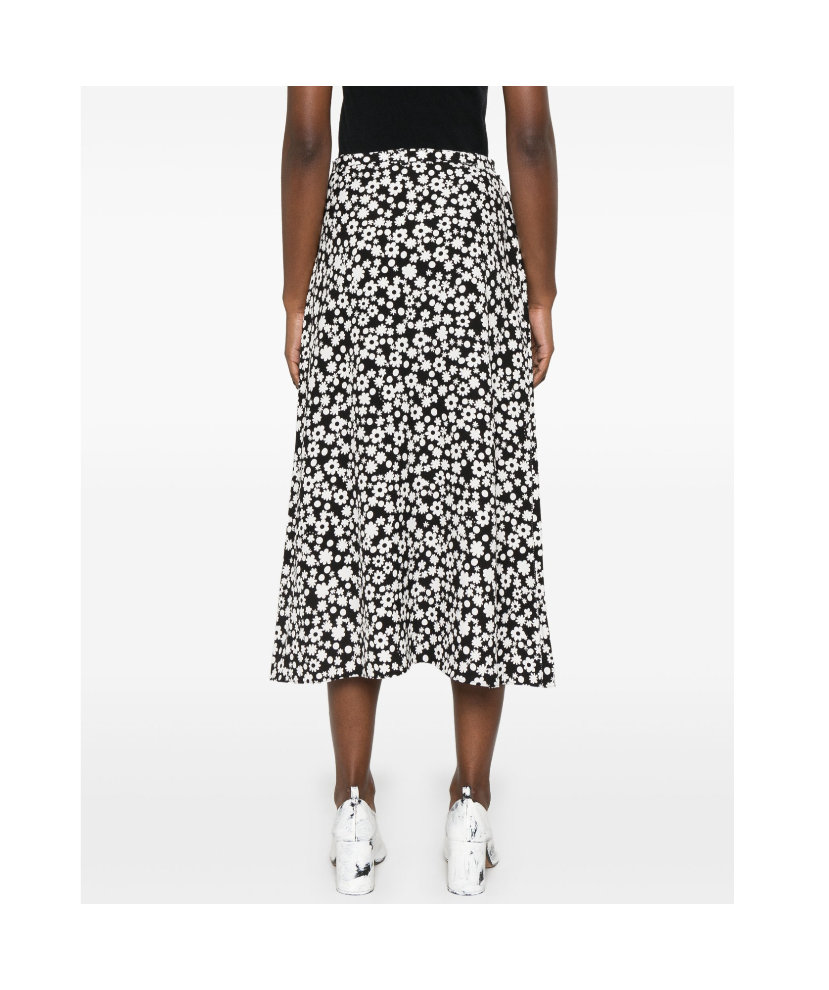Marni Floral-print Midi Skirt In Black