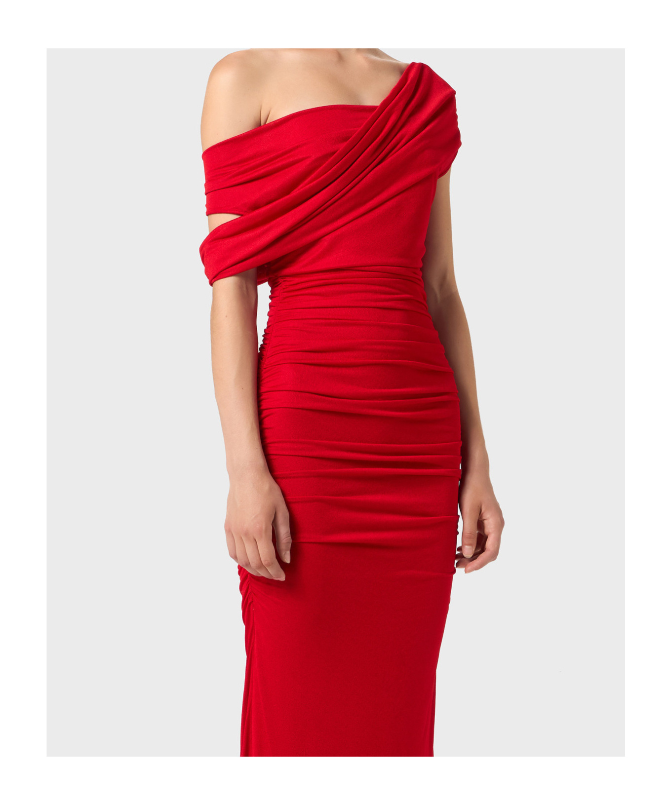 Blumarine One-shouldered Long Skirt In Red