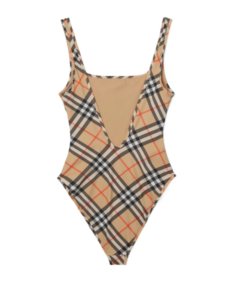 Burberry Check-pattern Swimsuit In Nude