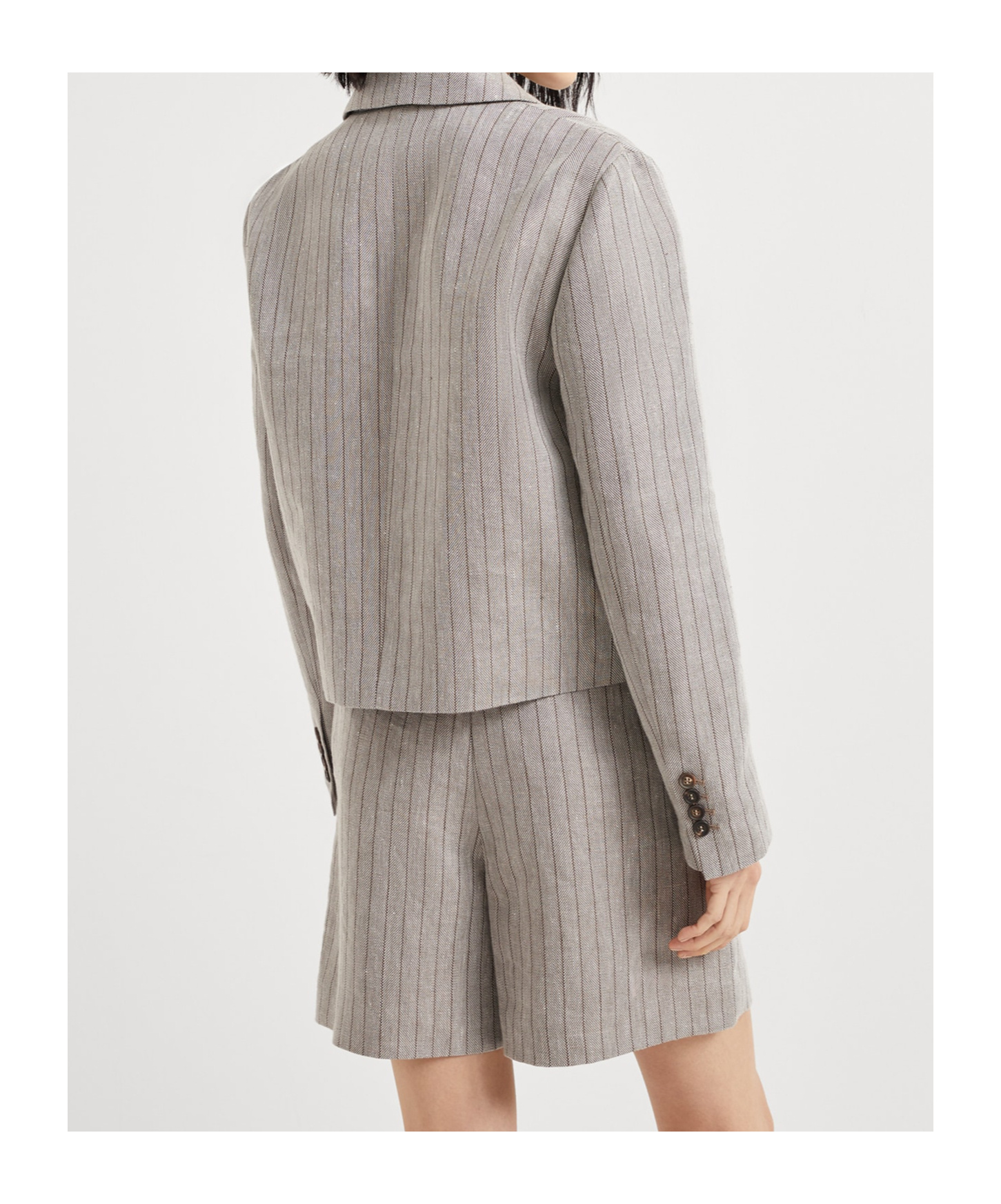 Brunello Cucinelli Striped Blazer In Neutral