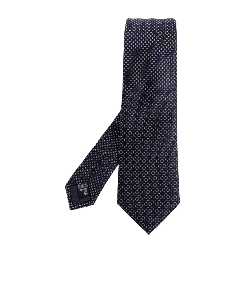 Giorgio Armani Geometric-pattern Silk Tie In Black