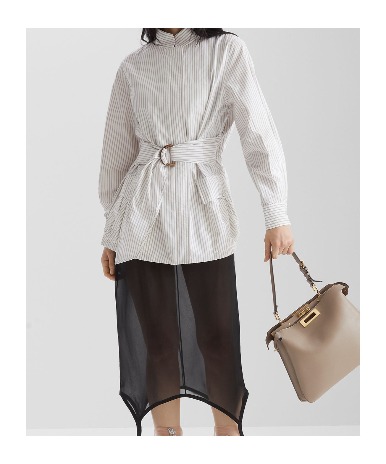 Fendi Contrasting Striped Cotton-silk Blouson In White