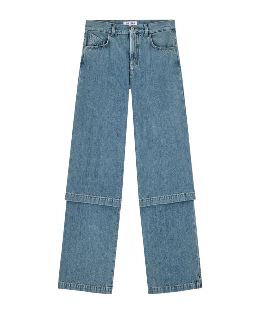 Attico Blue Jeans With Logo Detail On The Pocket And Logo Patch On The Rear In Denim Woman