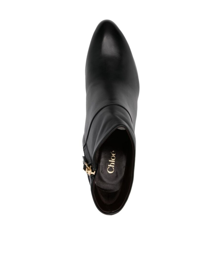 Chloé Eve 85 Heeled Leather Ankle Boots In Black