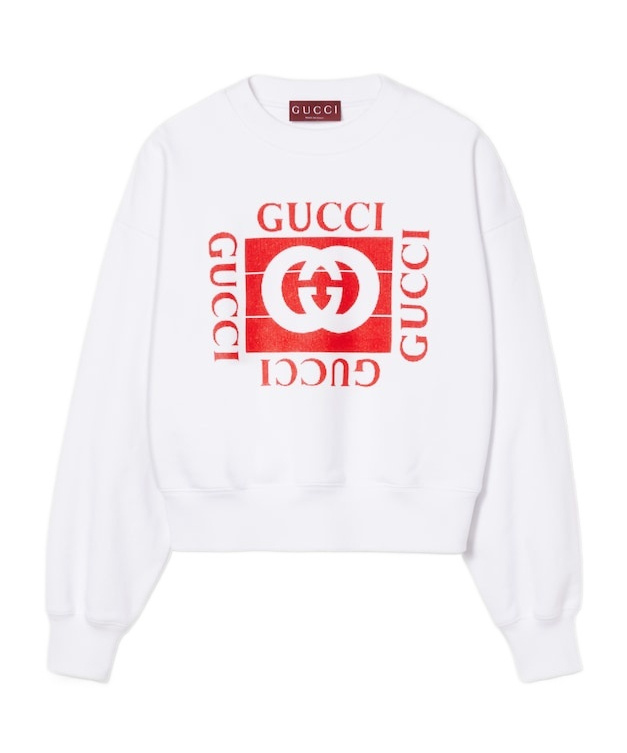 GUCCI FLOCKED-LOGO SWEATSHIRT