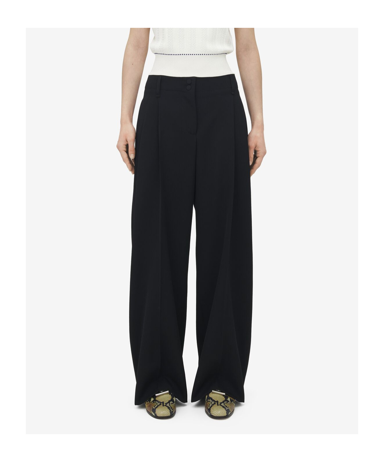 Alexander Mcqueen Wool Wide-leg Tailored Trousers In Black