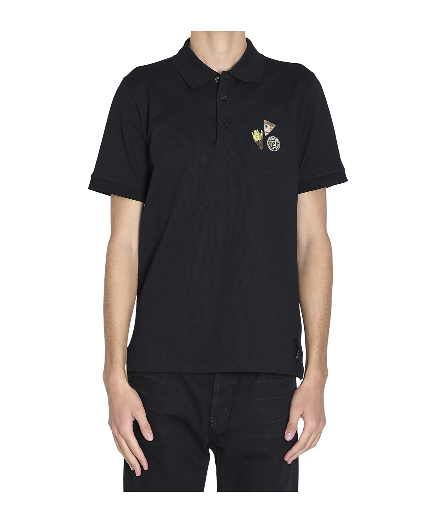 Fendi Logoed Polo Shirt In Black