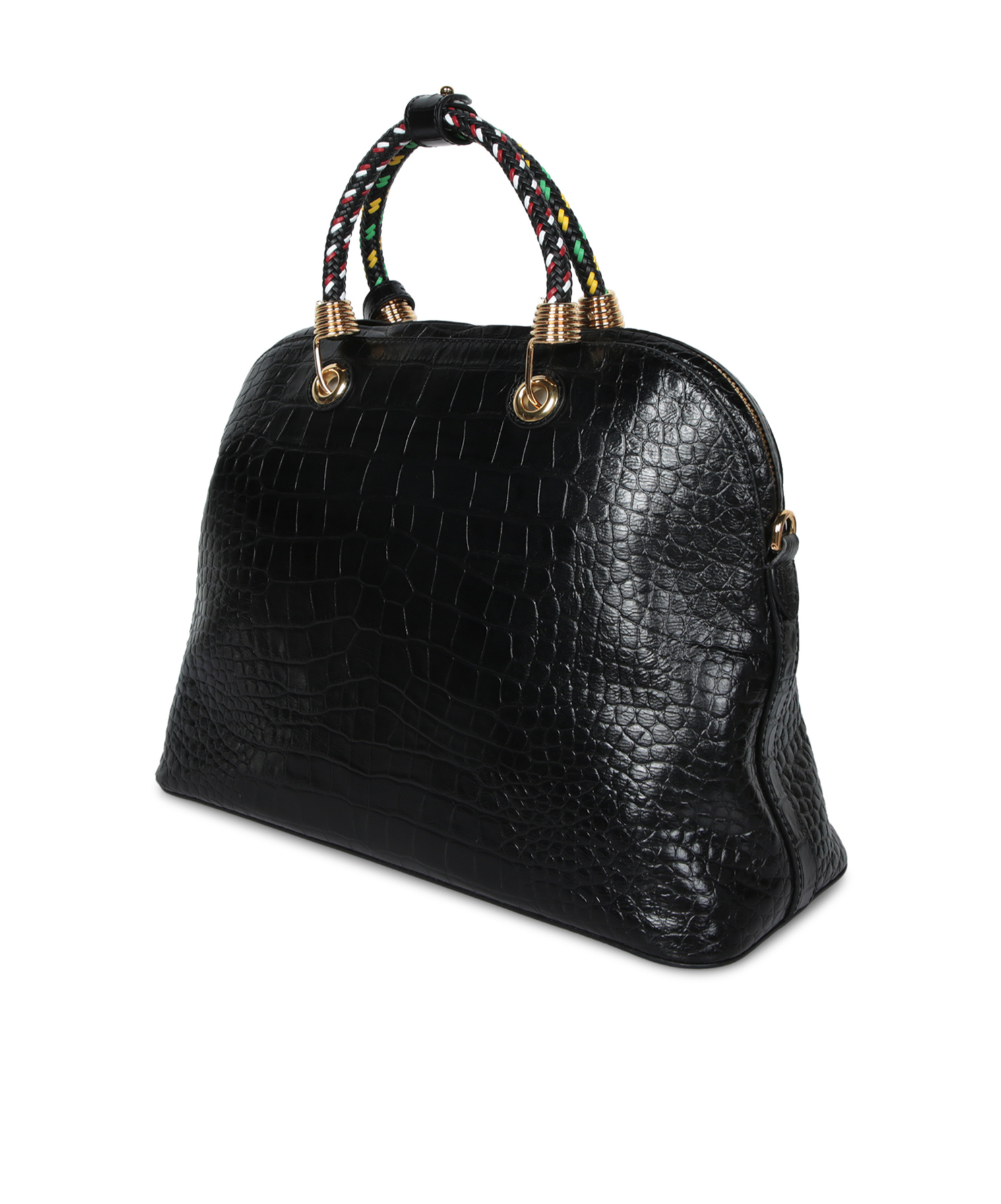 Moschino Crocodile-effect Tote Bag In Black