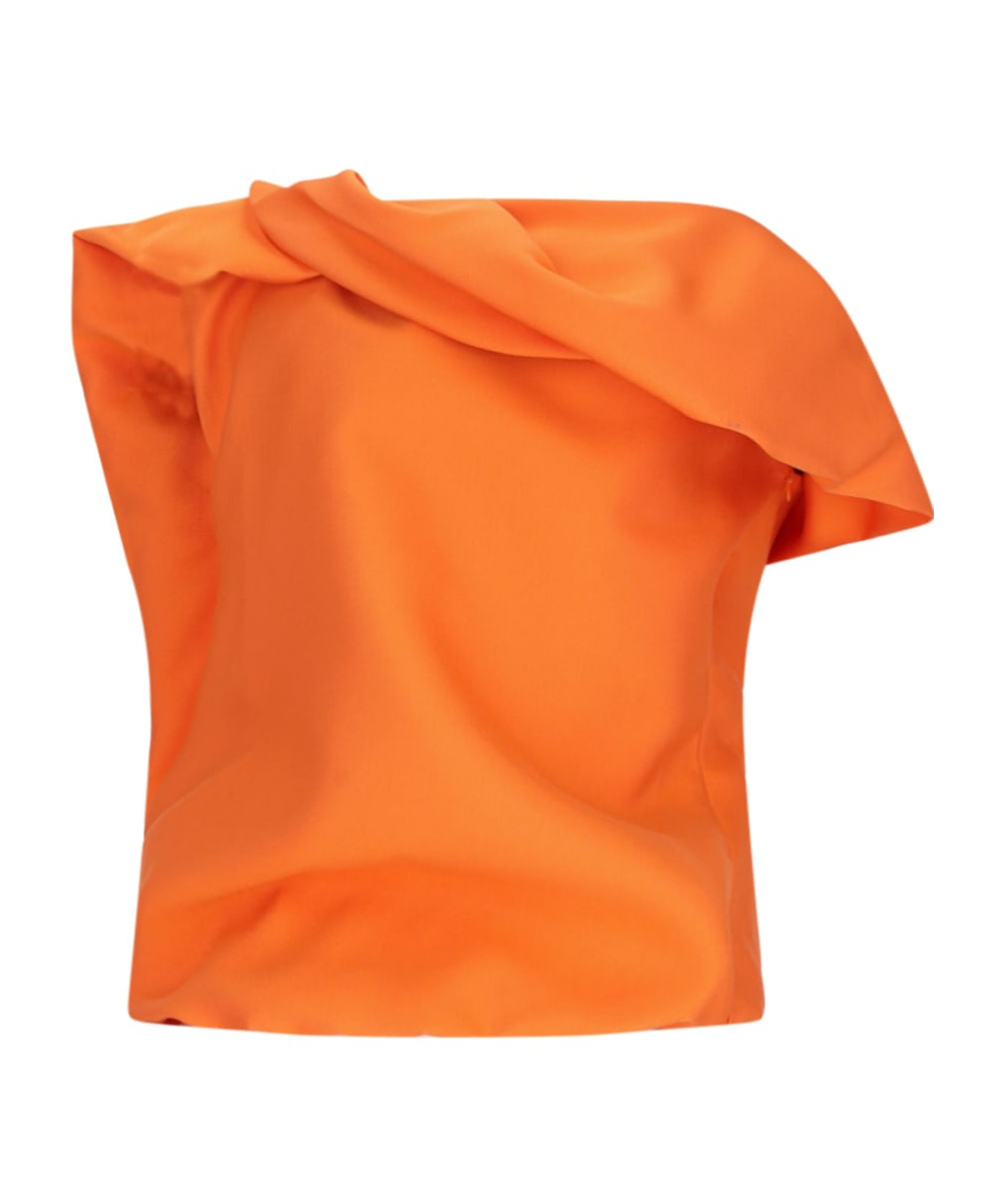 Dries Van Noten Draped Top In Orange Fabric Draped Design In Orange
