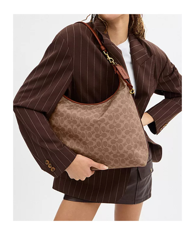 Shop Coach Juliet Shoulder Bag 38 In Signature Canvas In Brown