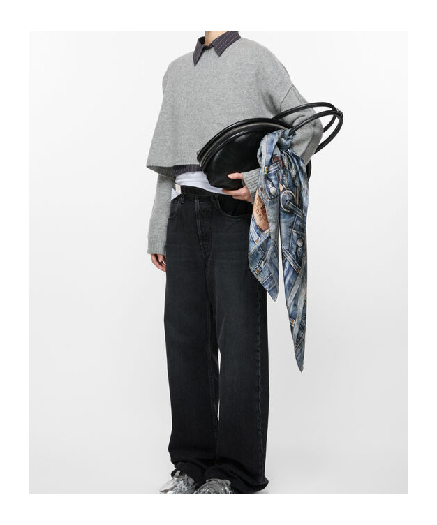 Acne Studios Denim-print Scarf In Blue
