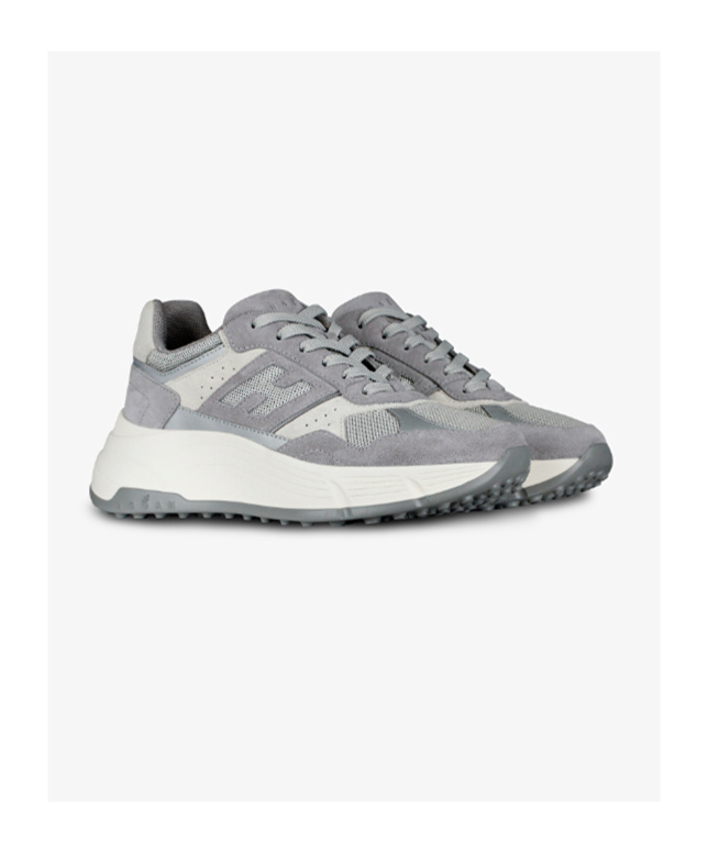Shop Hogan Hi-fi Side Logo Patch Sneakers In Gray