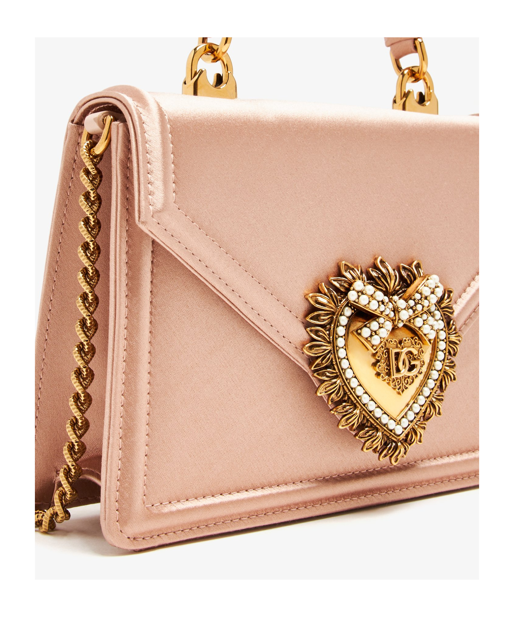 Dolce & Gabbana Small Devotion Satin Tote Bag In Nude