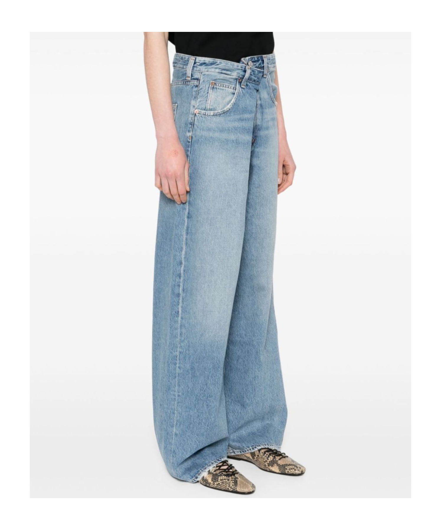 Agolde Pleated Detail Denim Trousers In Blue