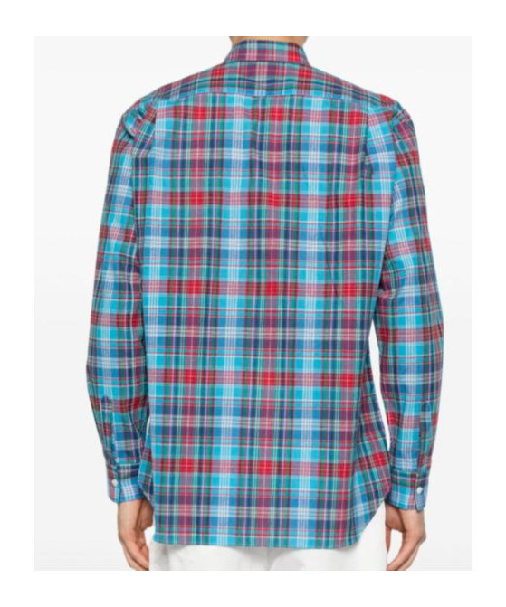 Comme Des Garçons Cerulean Blue Plaid Shirt With Button-down Collar
