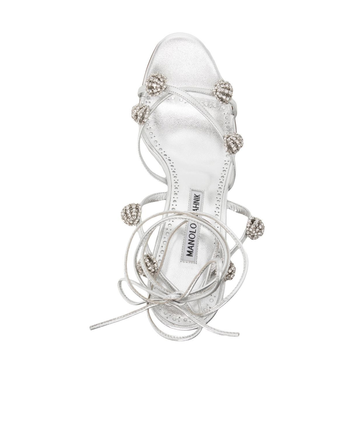 Manolo Blahnik Crystal Detail High-heeled Sandals In White