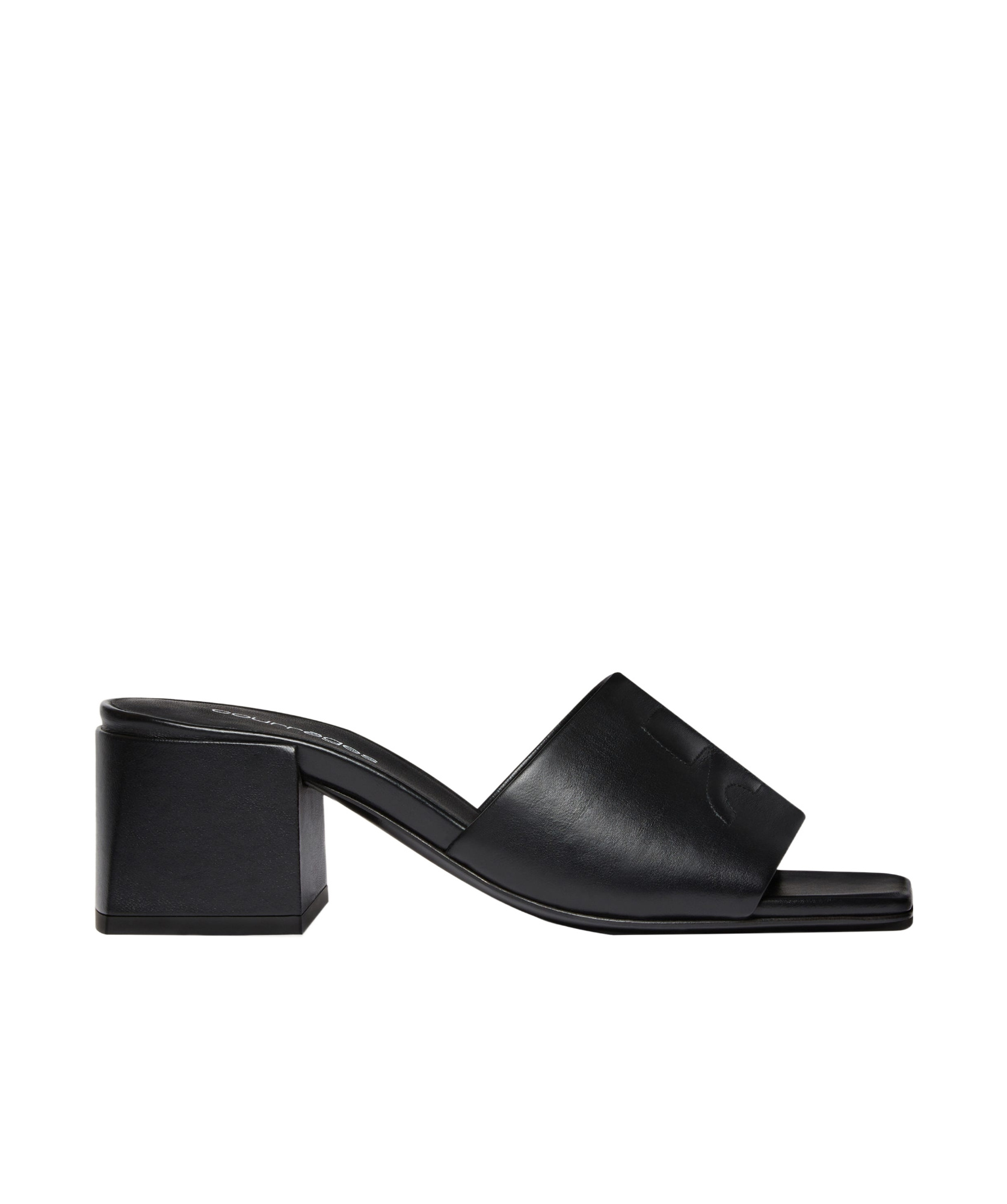 Courrèges Block Heel Sandals Embroidered Detail In Black