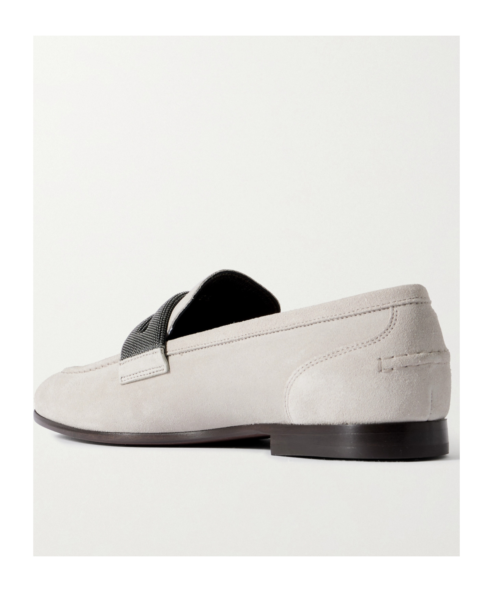 Brunello Cucinelli Suede Loafer With Iconic Monili Detail In Nude