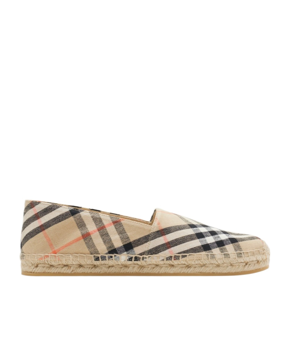 Burberry Canvas Check Pattern Espadrilles With Round Toe In Sand