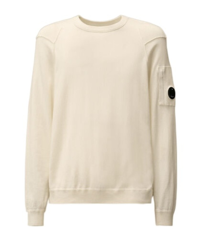 C.p. Company Lambswool Grs Crew Neck Knit Off White Melange In Nude