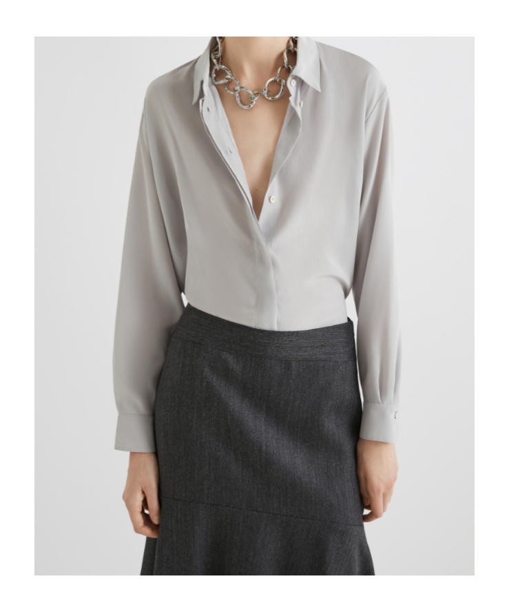 Marella Silk Shirt - Pearl In Gray