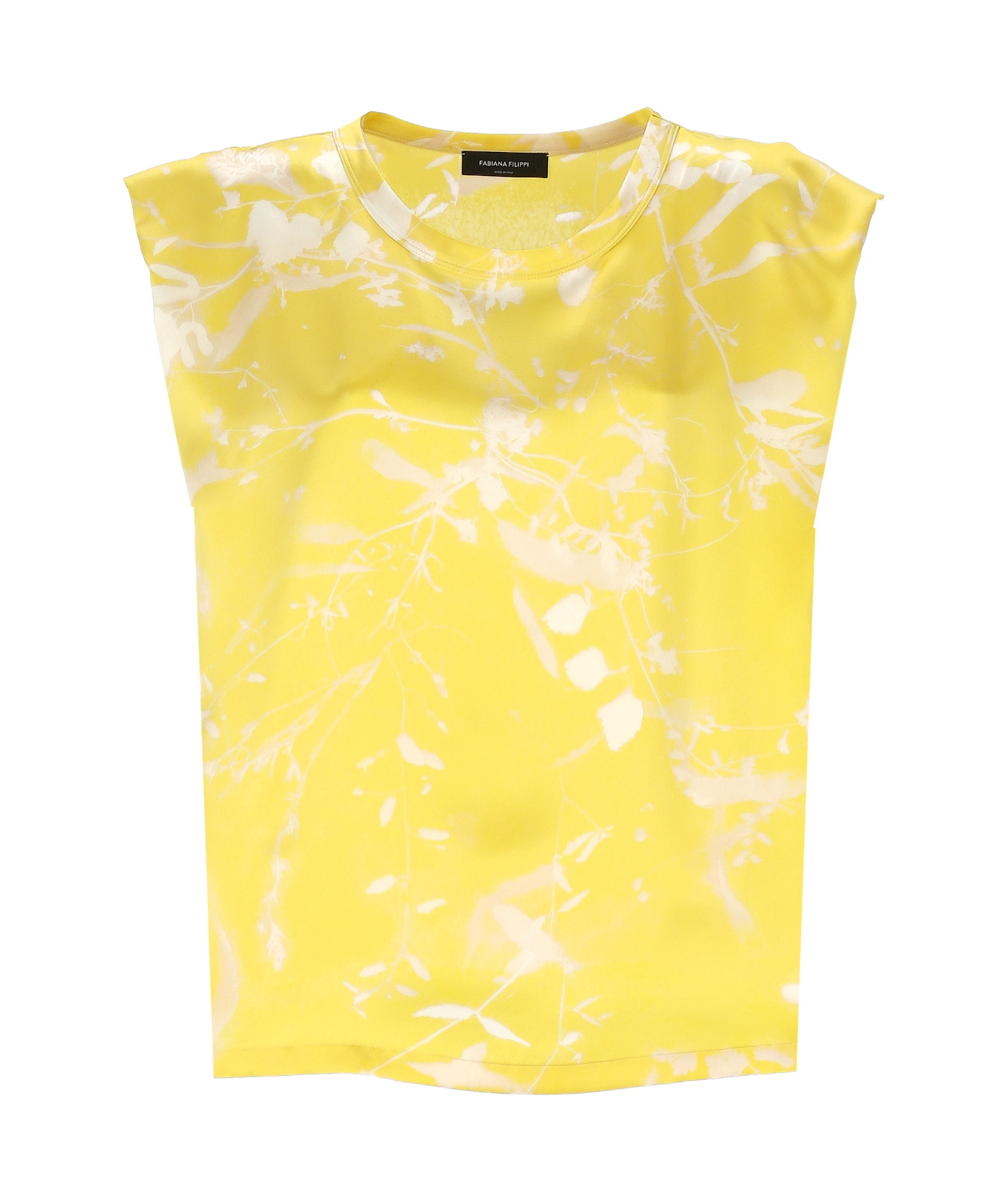 Shop Fabiana Filippi Graphic Printed Sleeveless Satin Top In Yellow