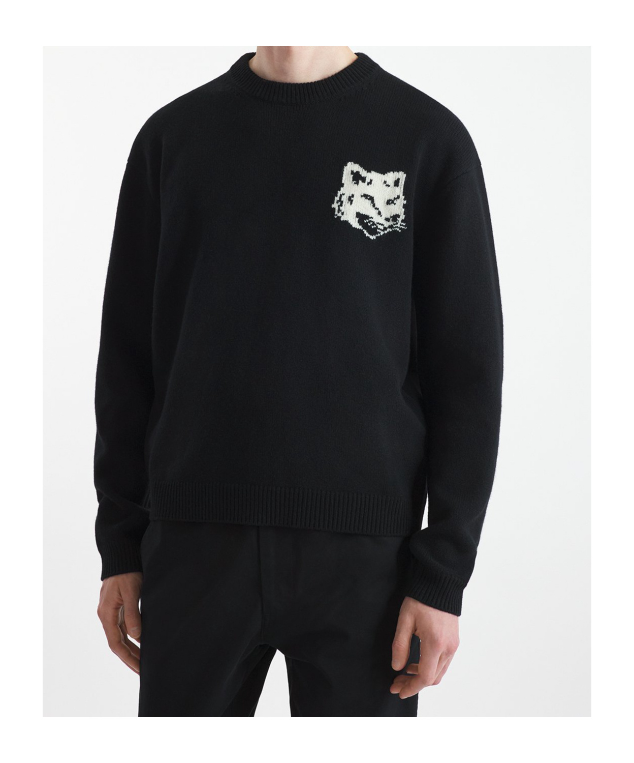 Shop Maison Kitsuné Fox Head Intarsia-knit Jumper In Black