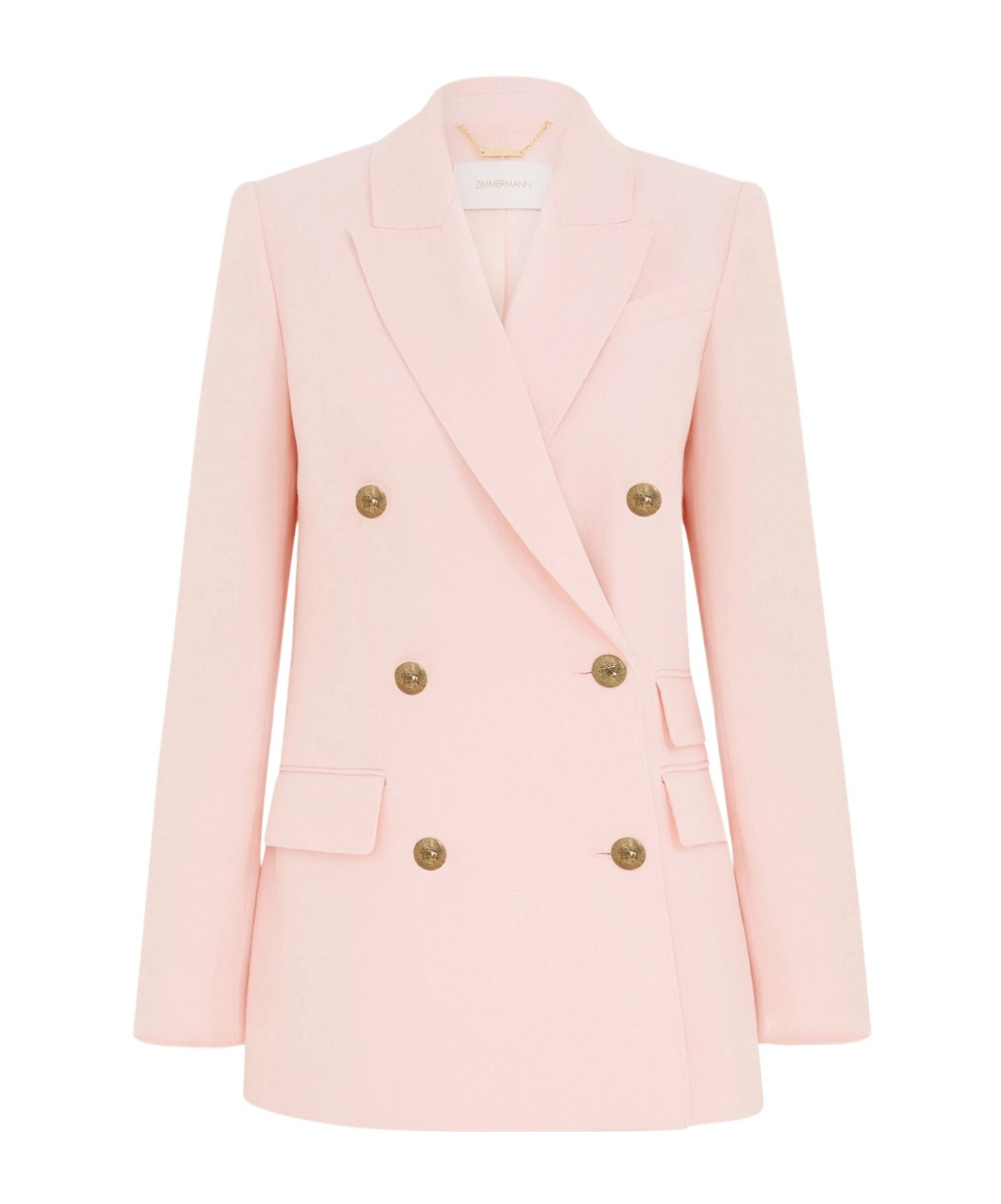 Zimmermann Crush Double Breasted Jacket In Pink