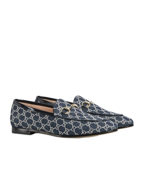 Gucci Denim Gg Crystal New Jordaan Loafers In Blue
